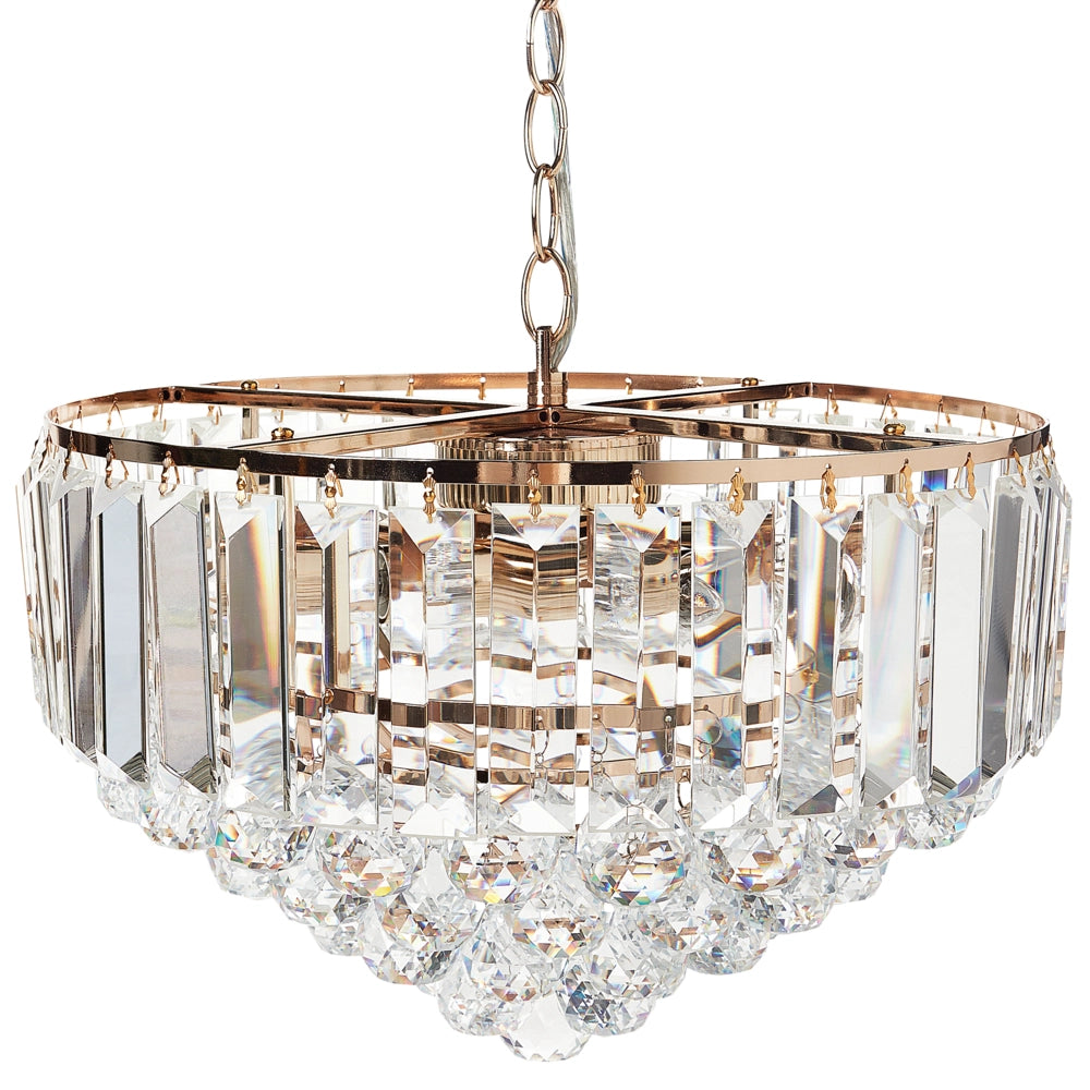 Lampadario in metallo dorato ⌀ 40 cm Lampada a sospensione Cristalli di vetro Stile Glamour