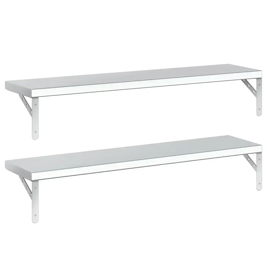 2 pz Mensole a Muro | Scaffale Parete | Ripiano a parete 100x23,5 cm Argento in Acciaio Inossidabile