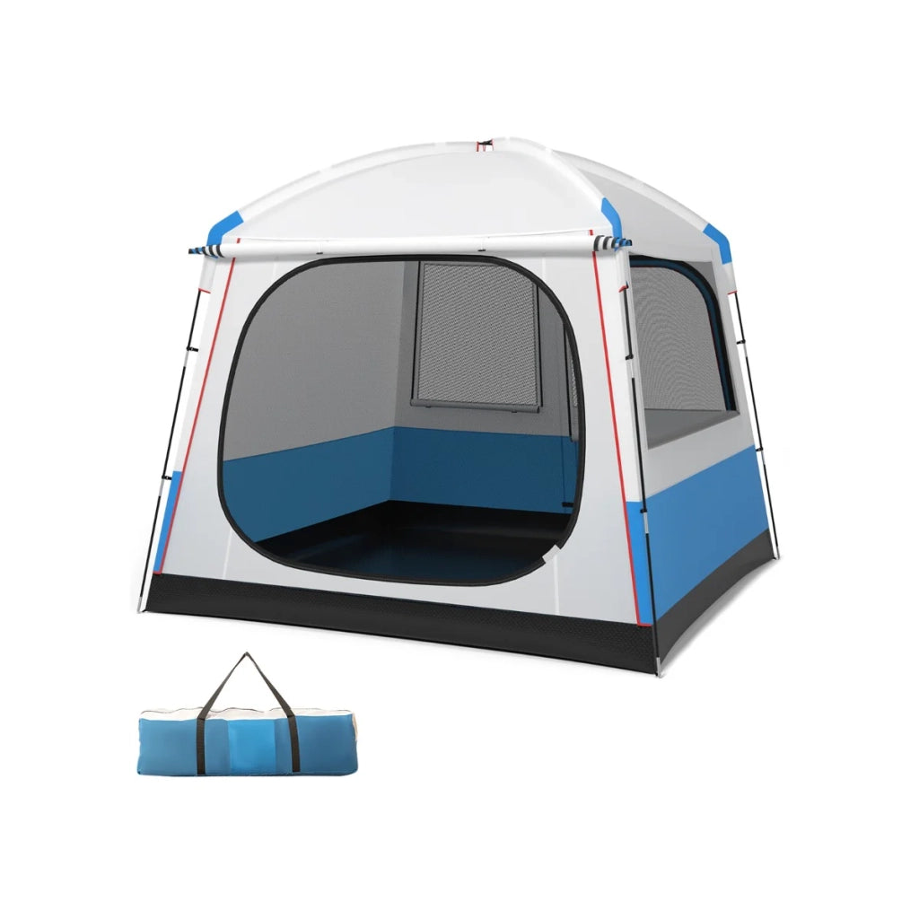 Tenda da campeggio per 5 persone 248 x 248 x 230 cm con finestre in rete e facile accesso poliestere blu e bianco 20_0014283