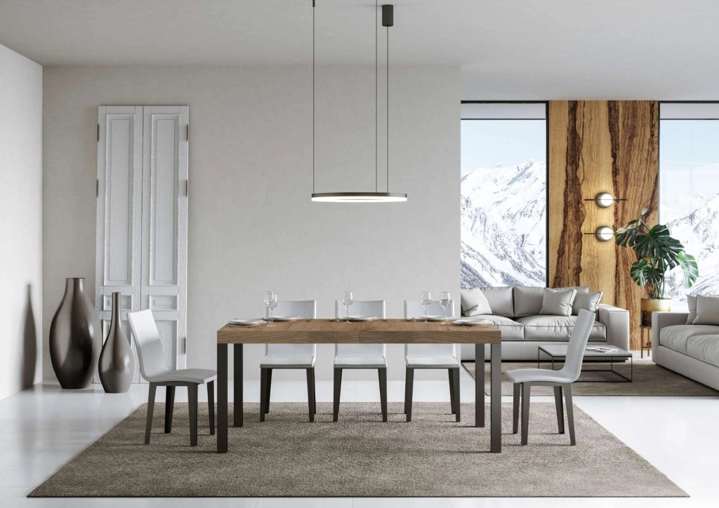 Tavolo allungabile 90x160/264 cm EveryX Premium Quercia Natura telaio Antracite