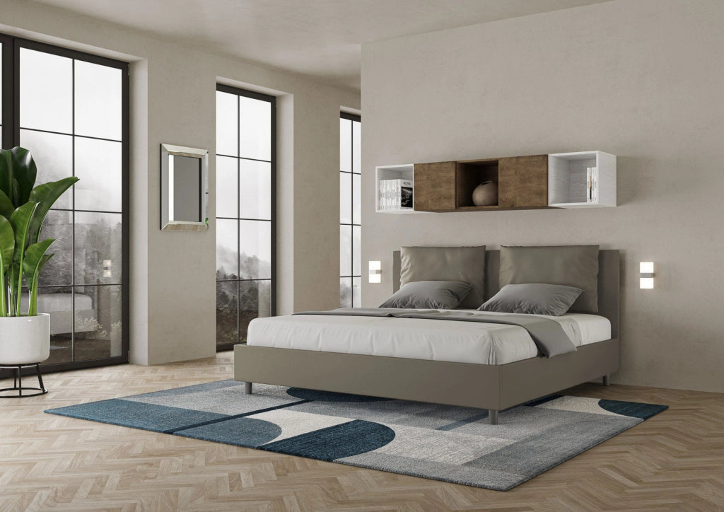 BS COM Letto contenitore imbottito 180x210 similpelle cappuccino