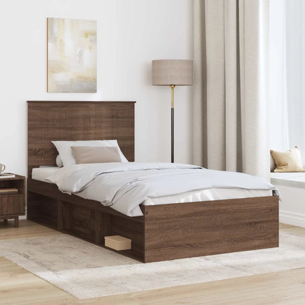 Struttura del letto-Giroletto Rovere Marrone 100 x 200 cm Pino massello 741861