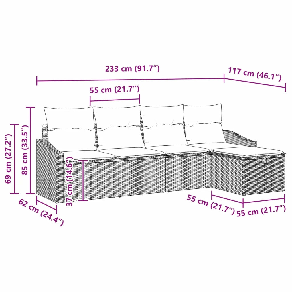 Set di divani con cuscino con archiviazione Nero polyrattan 3359265