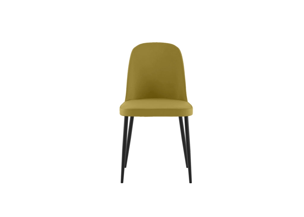 Sedia Tamara da pranzo moderna rivestimento soft-touch senape gambe in metallo nero, design elegante 45x52x85 cm - Seduta Design