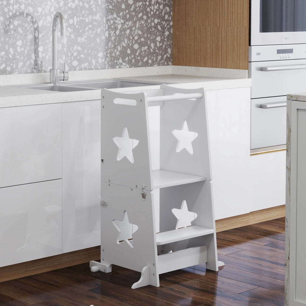 Scala Montessori Convertibile in Tavolo e Sedie ¨C Xylo ¨C Legno Bianco 60x44.5x86cm