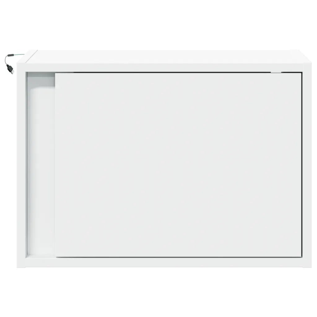 Set di 2 Comodini | Armadio da Notte | Mobiletto da notte a Parete con Luci LED Bianchi