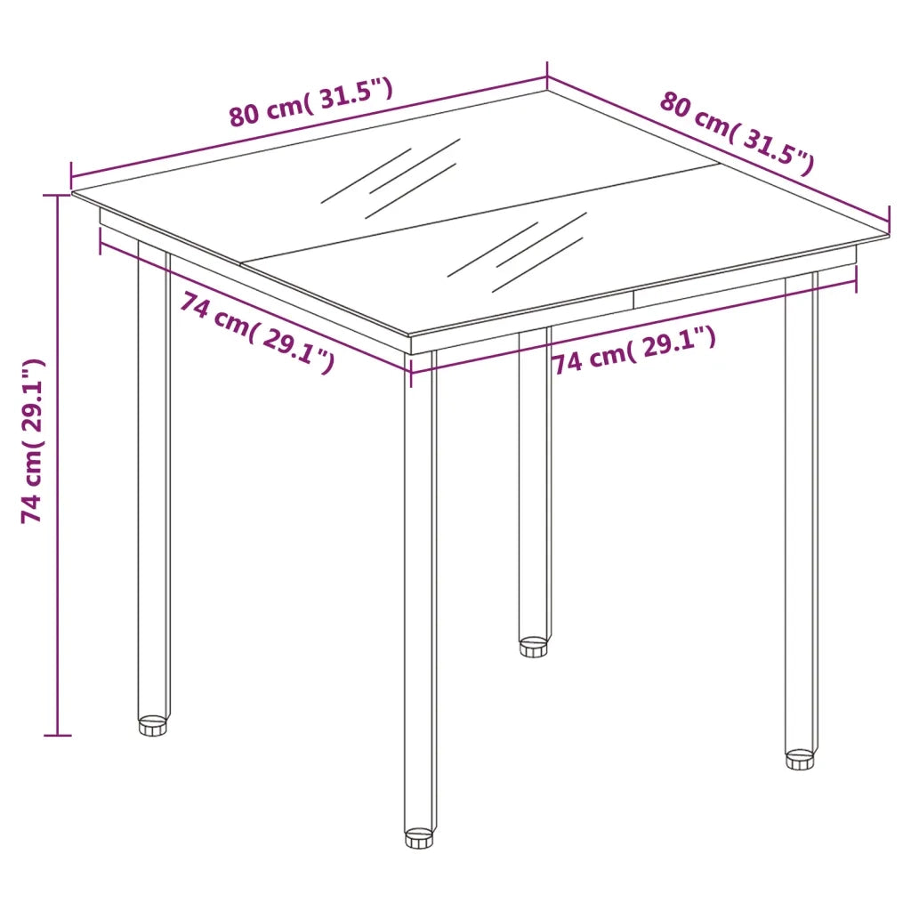Set Mobili da Pranzo per Giardino 3 pz Nero 3099221
