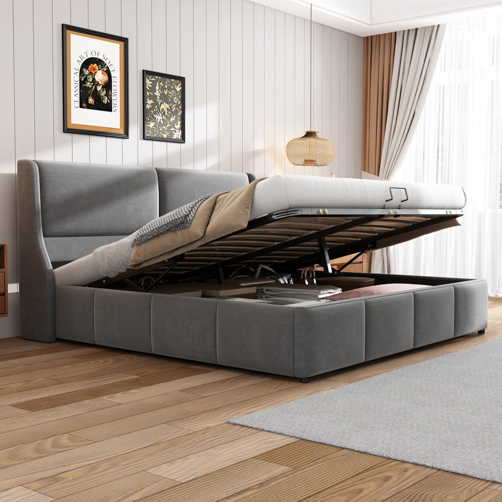 letto imbottito velluto grigio 160 x 200 cm