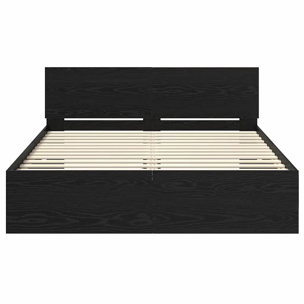 Struttura del letto Rovere Nero 140 x 190 cm Legno multistrato 3403573