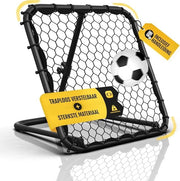 Allenatore di rimbalzo per calcio 

Modello: RB-1000 
Dimensioni: 120 x 60 x 90 cm 
Peso: 25 kg 
Materiale: Acciaio e plastica 
Capacità di carico: 100 kg 
Ergonomia progettata per ridurre lo stress sulle ginocchia