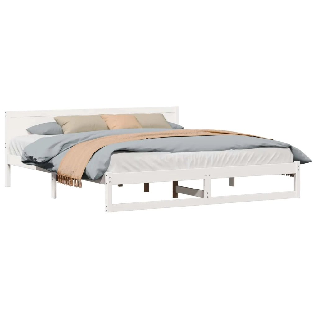 Struttura del letto-Giroletto-Rete del Letto Bianco 200 x 200 cm Pino massello 563675