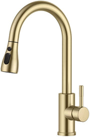 Keukenkraan ad alta pressione con sbriciolatore estensibile, rubinetto estensibile, miscelatore, 360° girevole, finitura laccata oro.