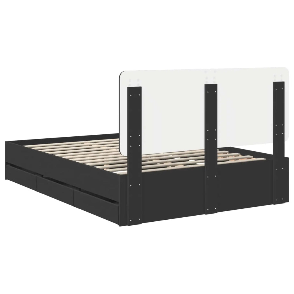 Letto matrimoniale | Letto per adulti | Struttura del letto Nero 160 x 200 cm Legno Ingegnerizzato