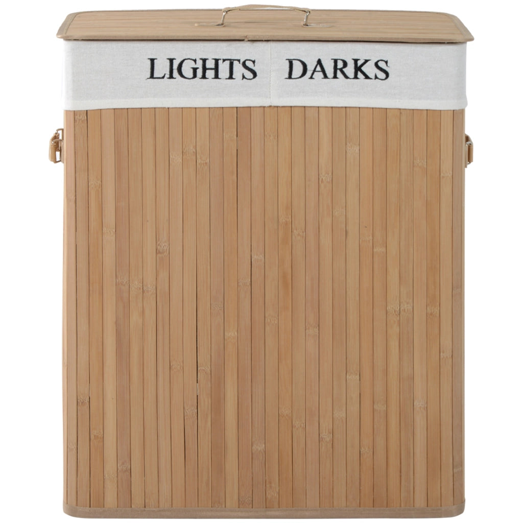 Cesto portabiancheria in bamb¨´ con coperchio ¨C Xylo ¨C 100L con manici e sacca in tela