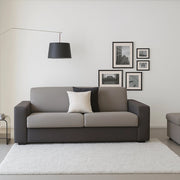 Divano fisso Cianite, Divano a 2 posti Large, Made in Italy, Sofà\  Soggiorno, in tessuto imbottito, con Braccioli slim, cm 180x95h90, Grigio e Antracite