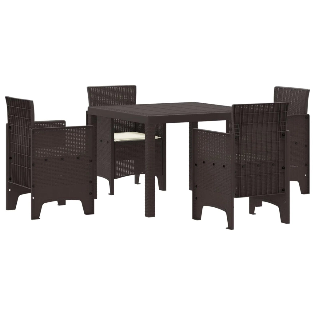 Set da Pranzo per Giardino 5 pcs Marrone Polipropilene