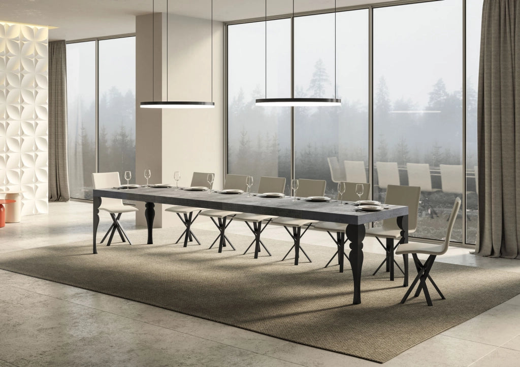 Tavolo allungabile 90x160/420 cm Paxor Premium cemento telaio Antracite