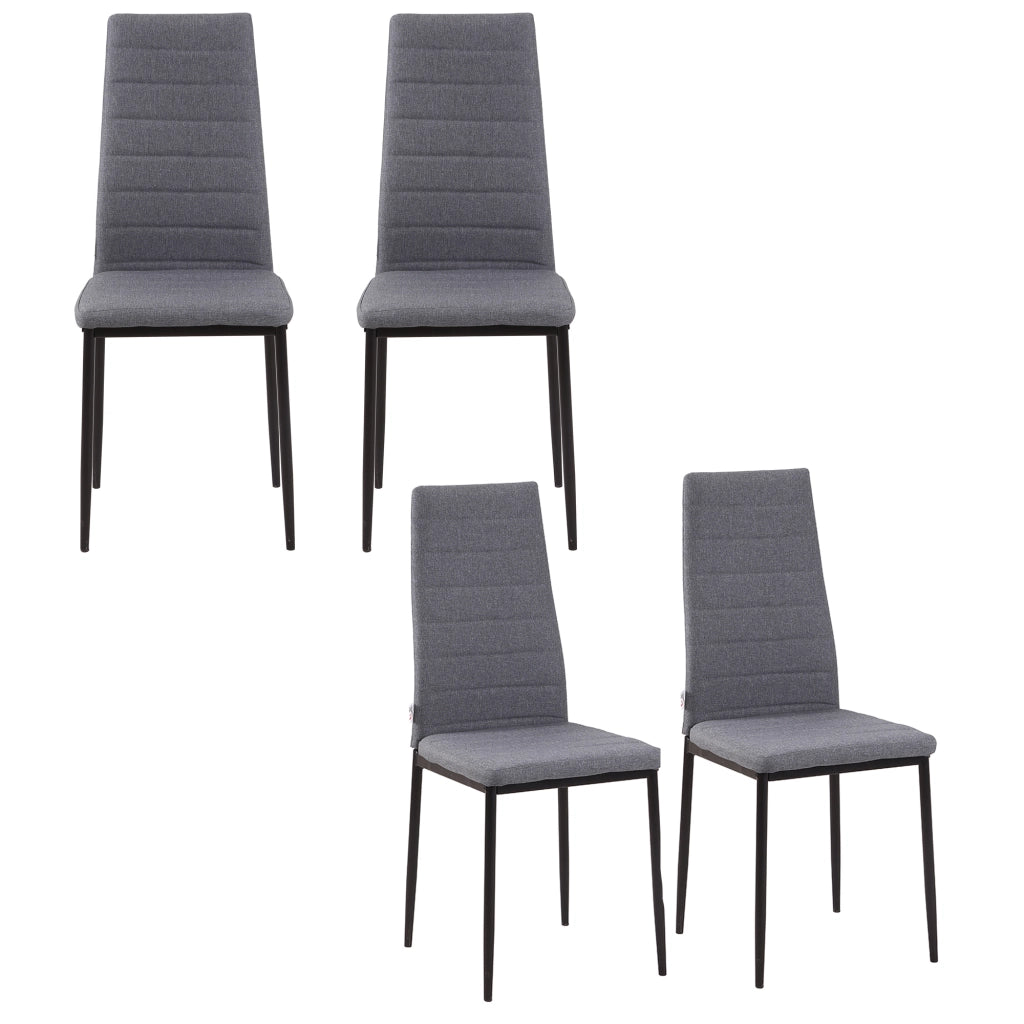 Set 4 Sedie Imbottite da Pranzo ¨C Zephmum ¨C Grigio Tessuto Metallo