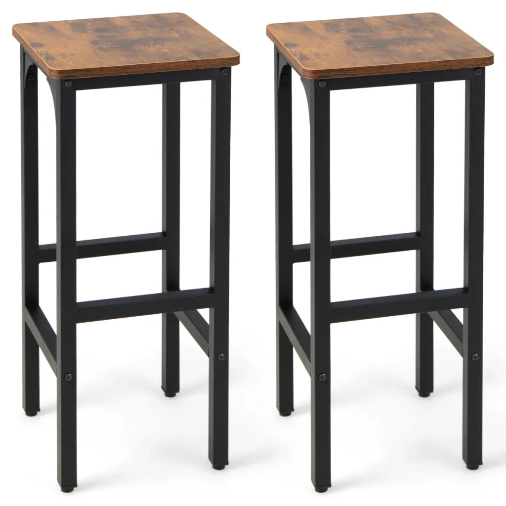 Set di 2 sgabelli da bar in metallo 30 x 30 x 71,5 cm con poggiapiedi ergonomico stile industriale legno marrone rustico 20_0019286