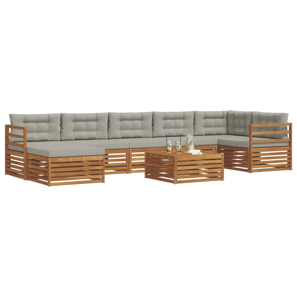 Set di divani da esterno 8 pcs Grigio Naturale e Chiaro 3373841