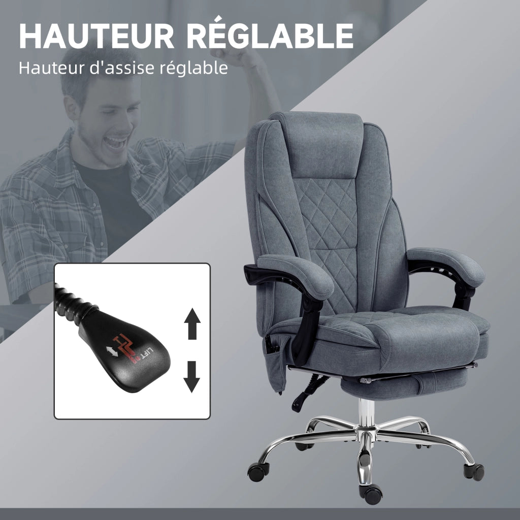 Poltrona massaggiante e riscaldante regolabile in altezza con schienale reclinabile e poggiapiedi retrattile ¨C Minimal ¨C Grigio