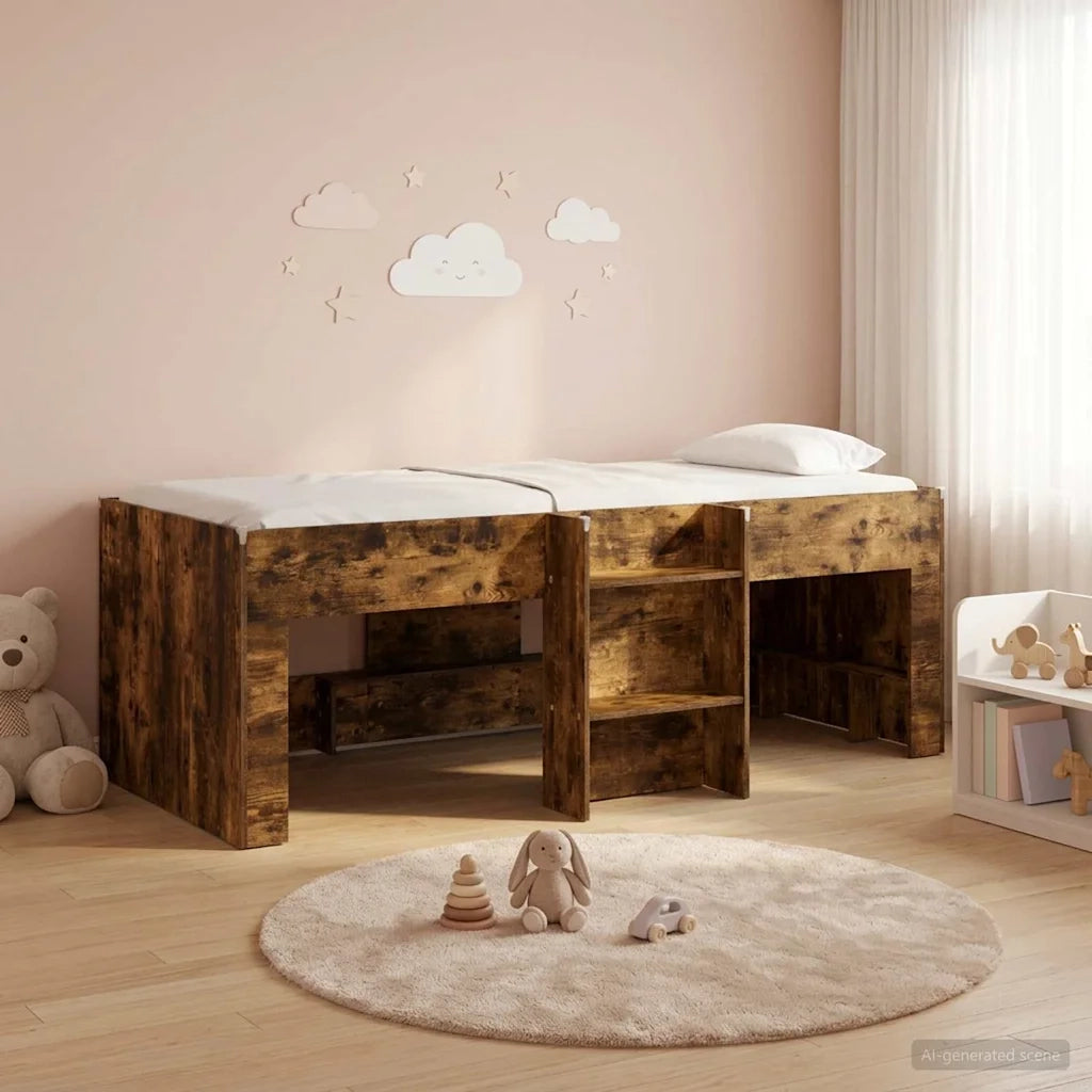Letto Alto per Bambini | Letto Infantile | Lettino 2 pcs Rovere Fumo 193 x 96,1 x 68,5 cm