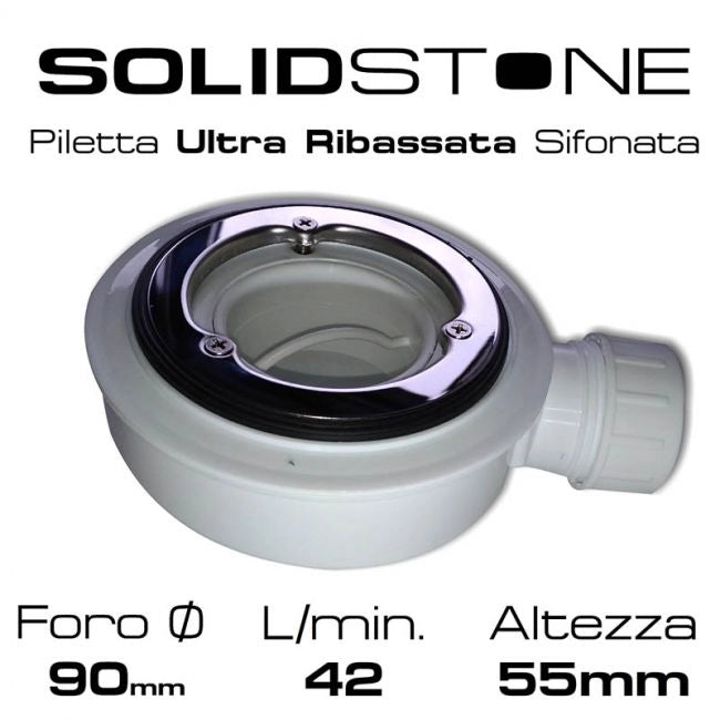 Piatto doccia in pietra SOLIDSTONE alto 2,8 cm - Grigio cemento RAL 7033 - Misura: 100x190 x 2,8h 