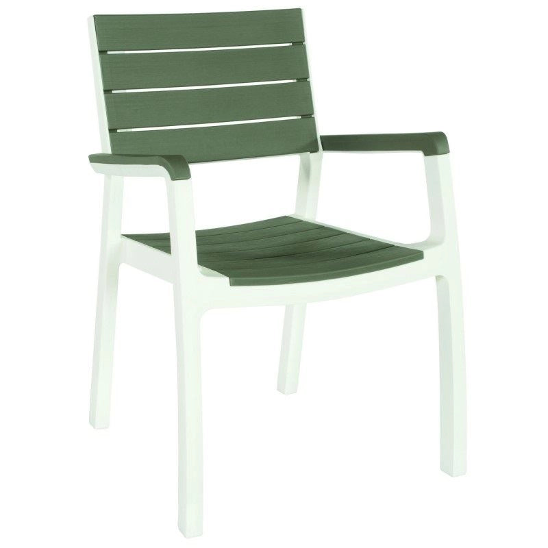 1 Pezzo Sedia da Giardino Monoblocco Harmony White Grey 59 x 60 x 86 cm