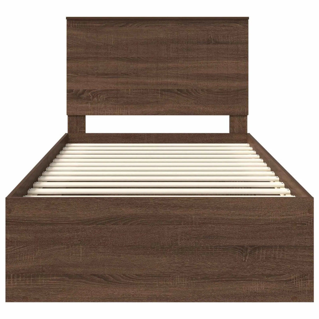 Struttura del letto-Giroletto Rovere Marrone 100 x 200 cm Pino massello 741861