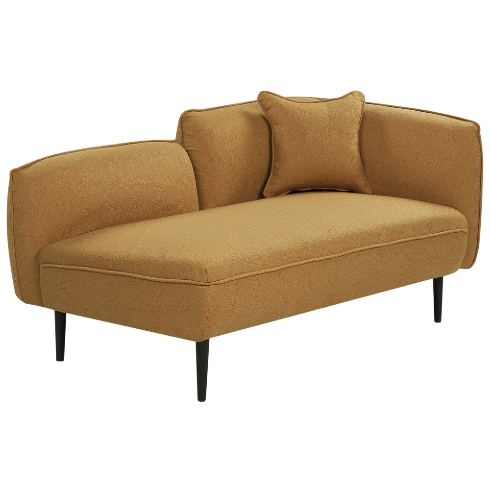 Chaise longue Destra in poliestere giallo con cuscino e gambe metallo da salotto