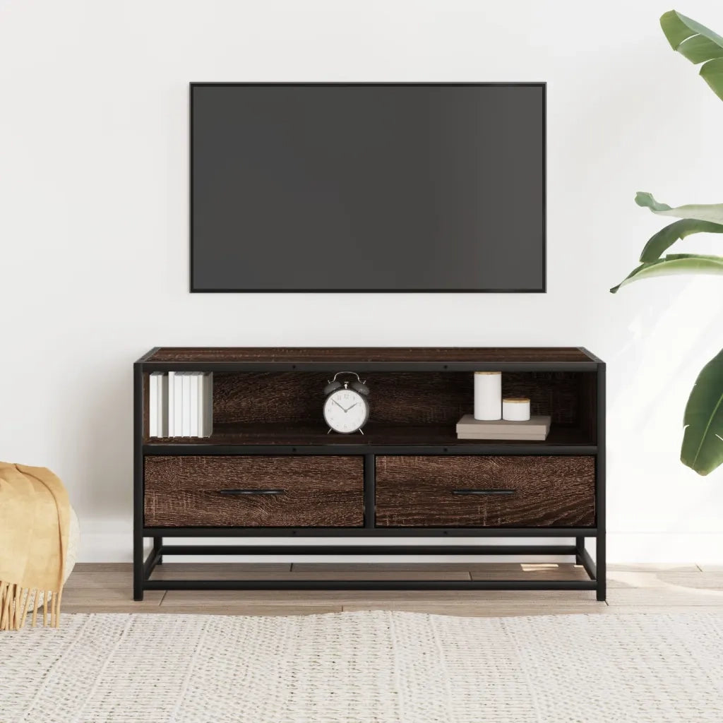 Mobile TV-Credenza per TV-Console TV Rovere Marrone 80x34,5x40cm Legno Multistrato Metallo 719541