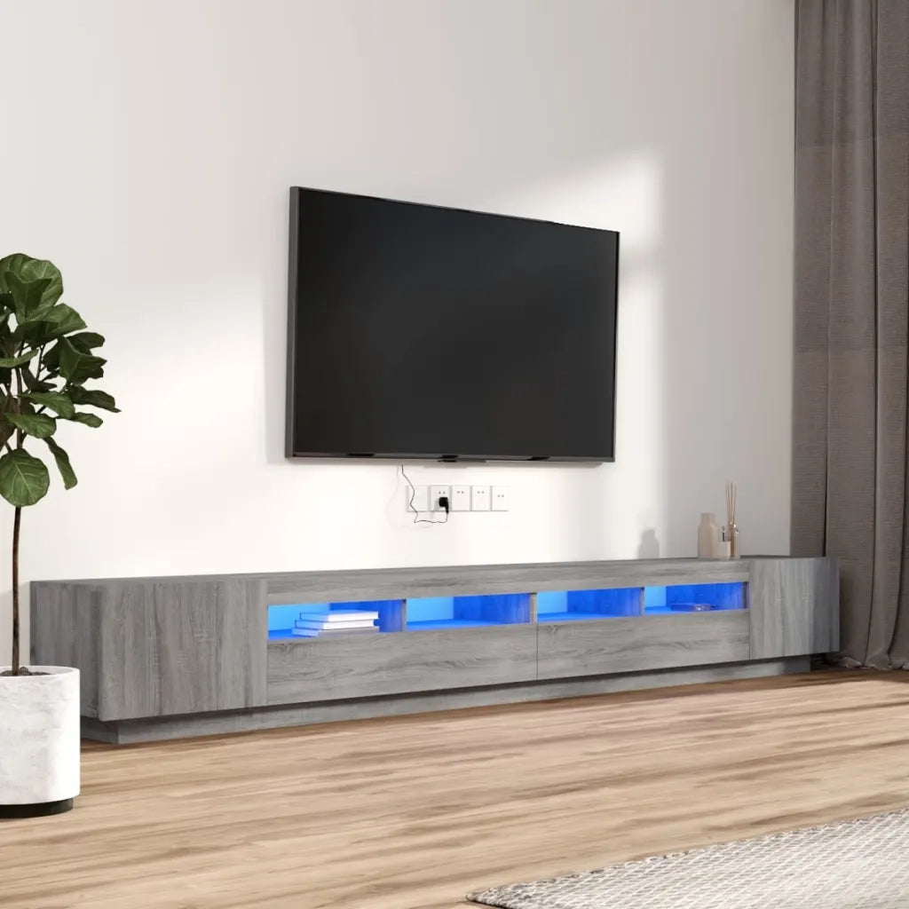 Set Mobili TV 3 pz con Luci LED-Set di 3 Credenza per TV Grigio Sonoma Legno Multistrato 460826