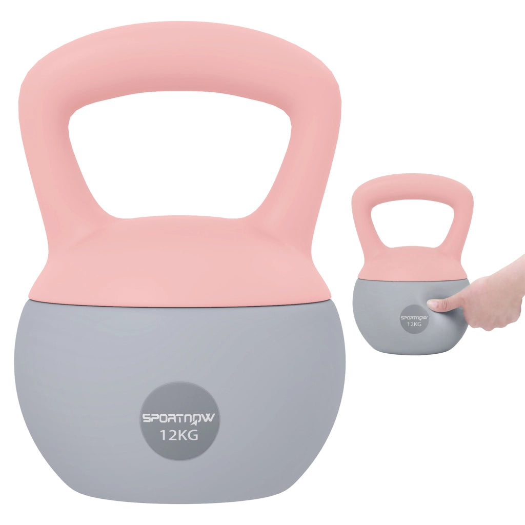 Kettlebell 12 kg ¨C Minimal ¨C Rosa e Grigio 21x21x30 cm