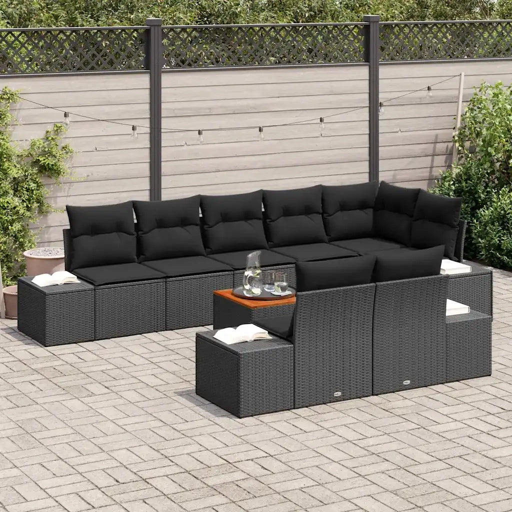 Set Divano da Giardino con archiviazione 9 pcs Nero 3356644