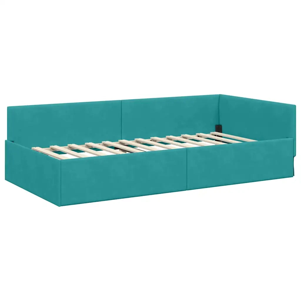 Struttura Letto Angolare con Materasso 2 pcs Verde Velluto