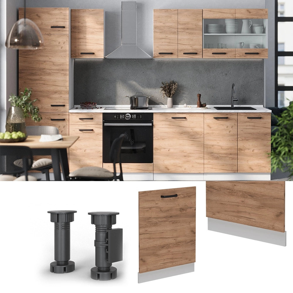 Pannello frontale della lavastoviglie R-Line Rovere dorato/Bianco 60 cm, PL Marmo Vicco