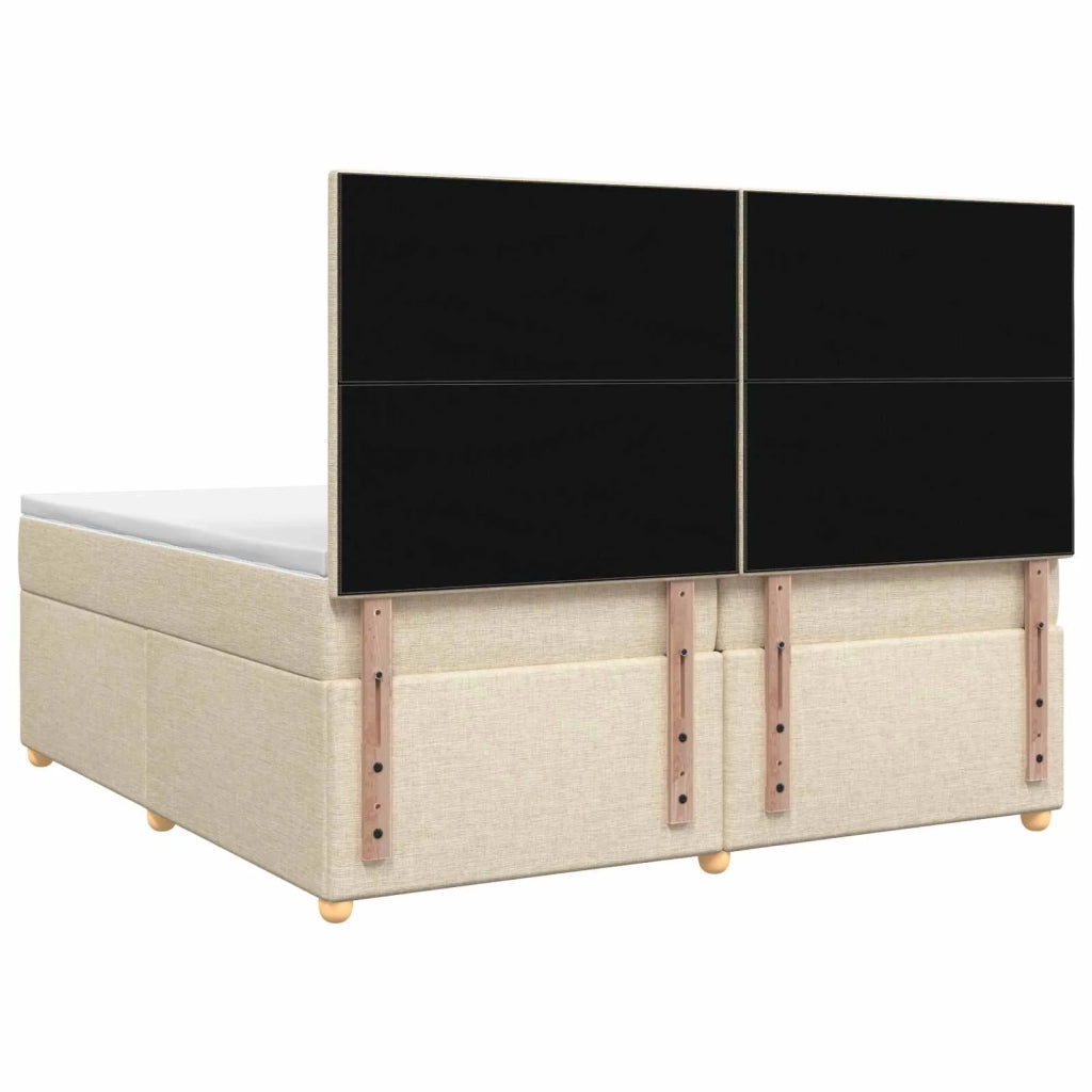 Letto box spring con materasso Crema 200 x 200 cm Tessuto 3455432