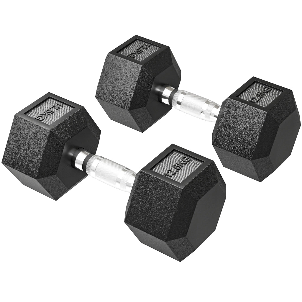 Manubri esagonali 25 kg ¨C Minimal ¨C gomma nera