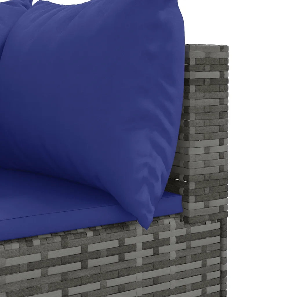 Set Divani da Giardino 6 pz con Cuscini in Polyrattan Grigio