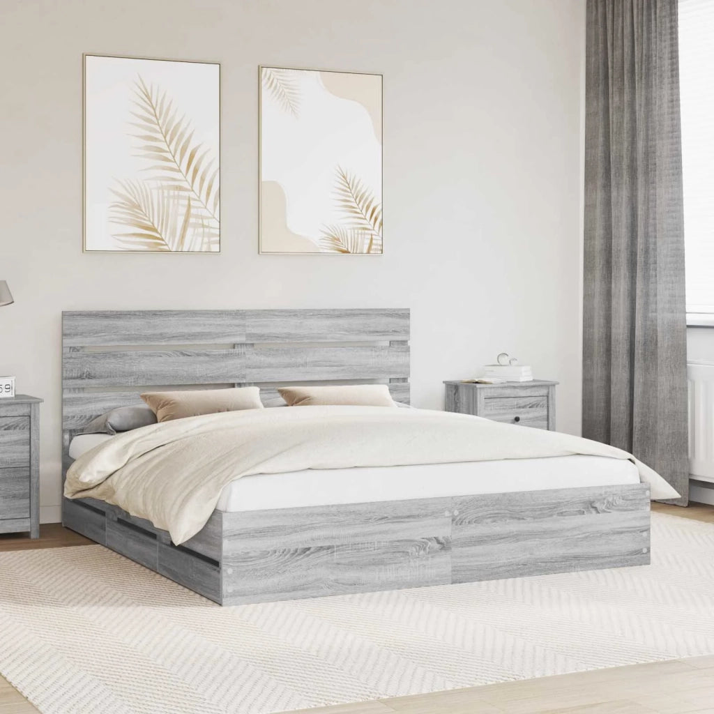 Struttura del letto con cassetto Grigio Sonoma 200 x 200 cm 3411812