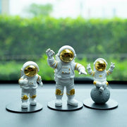 Decorazioni da parete in metallo dorato, set a specchio astronauta, figurine astronauta per decorazione, per auto, ufficio, casa, torta.