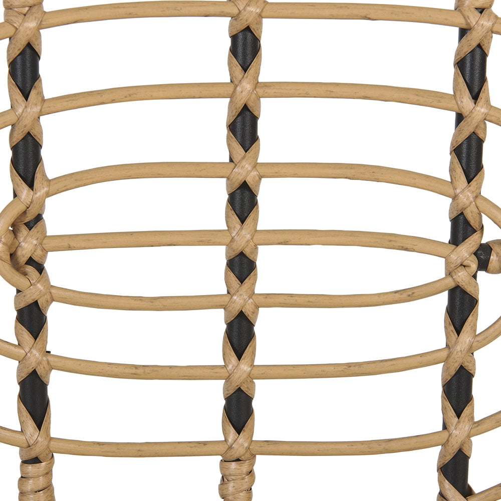 Set di 4 sedie in rattan con cuscino di seduta e poggia braccia naturale intrecciato stile boho esterni interni