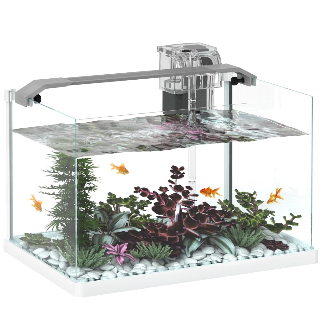 Acquario in vetro con luci LED e pompa filtro ¨C Minimal ¨C bianco 38x26x27 cm 20L