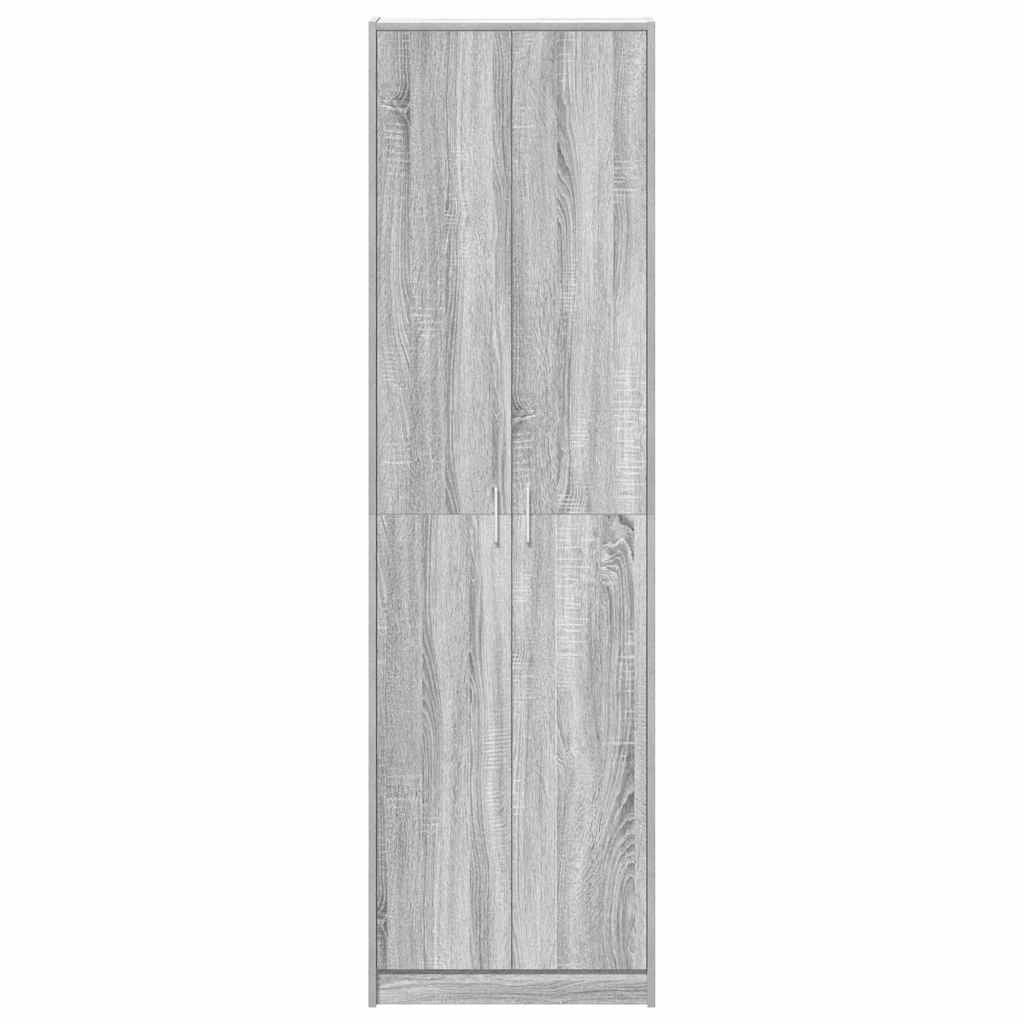 Mobile contenitore moderno 55 x 25 x 189 cm con 5 ripiani design elegante legno ingegnerizzato grigio Sonoma 02_0055920