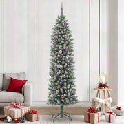 Albero di Natale Artificiale Sottile Verde e Bianco 240 cm 3395323