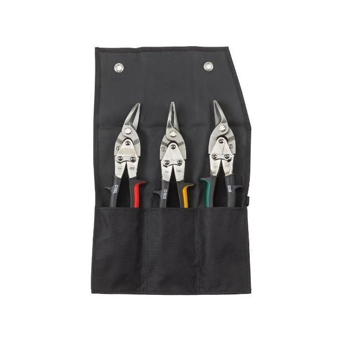 BESSEY DSET16 Erdi Set di cesoie a leva per lamiera 3 pezzi con lame in acciaio legato 59 HRC manici ergonomici colore Nero