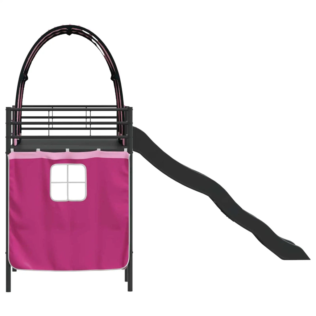 Struttura del letto loft per bambini Nero e rosa 100 x 190 cm 42020847