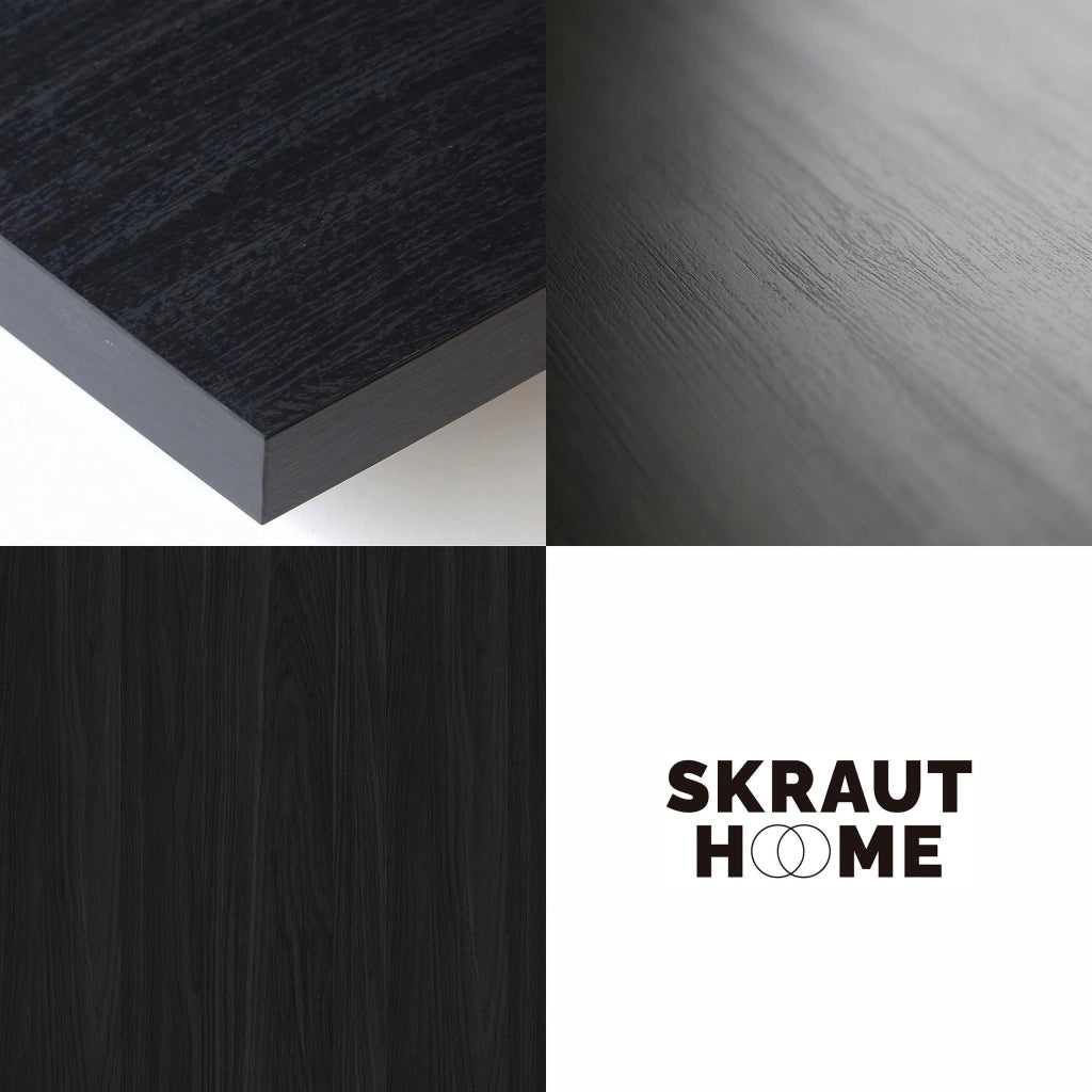 Consolle allungabile, 140x90x73cm, Per 6 persone, Gambe in legno, Nero RF3119