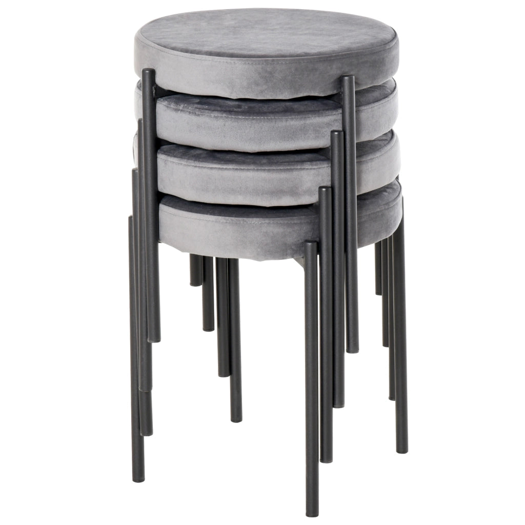 Set di 4 sgabelli da cucina imbottiti in velluto ¨C zephmum ¨C grigio metallo