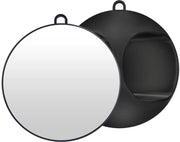 Specchietto professionale da barbiere - Manichino con impugnatura - Specchio rotondo - Portatile - 28 cm - Nero
